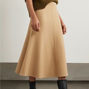 Theory Camel Cashmere Wool Midi A-Line Skirt Size 0